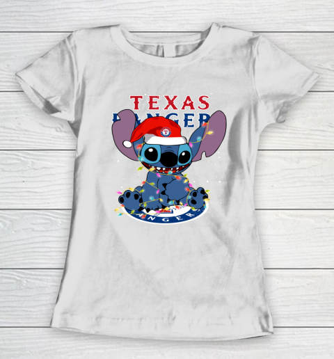 Texas Rangers MLB noel stitch Baseball Christmas Women's T-Shirt