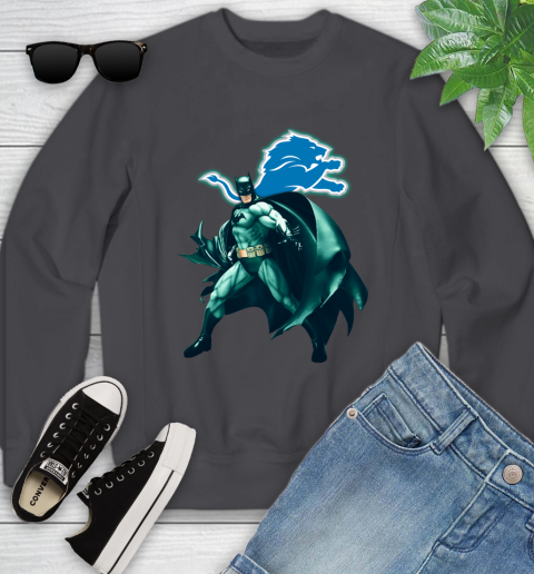 NFL Batman Football Sports Detroit Lions Youth Sweatshirt 6
