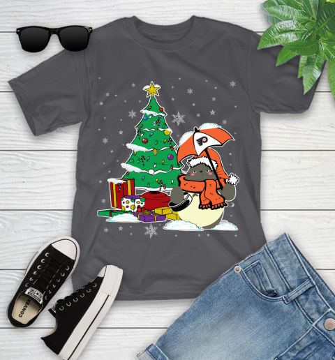 Philadelphia Flyers NHL Hockey Cute Tonari No Totoro Christmas Sports Youth T-Shirt 6