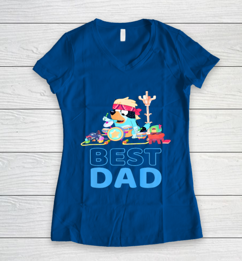 Bluey Best Dad Matching Family For Lover Women's V-Neck T-Shirt 7