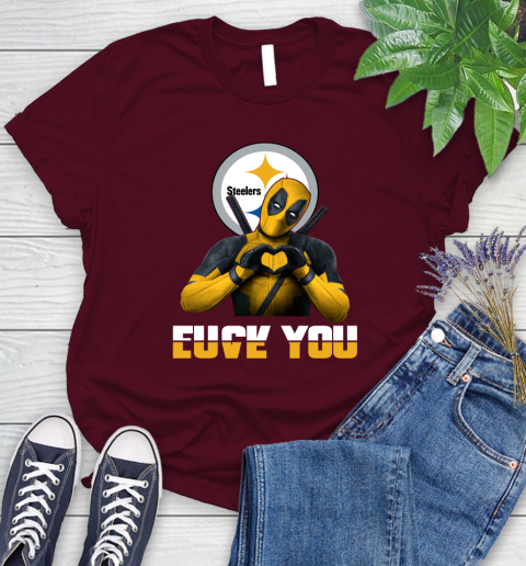 NHL Pittsburgh Steelers Deadpool Love You Fuck You Football Sports Women's T-Shirt 7