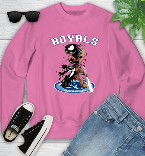MLB Kansas City Royals Baseball Venom Groot Guardians Of The Galaxy Youth Sweatshirt 7