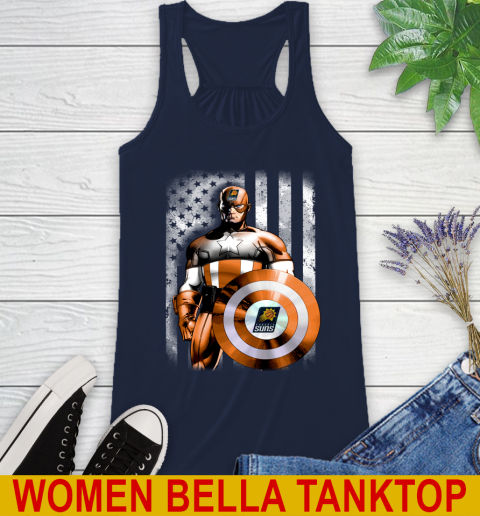 Phoenix Suns NBA Basketball Captain America Marvel Avengers American Flag Shirt Racerback Tank 9