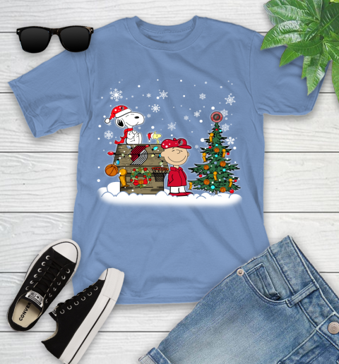 Portland Trail Blazers NBA Basketball Christmas The Peanuts Movie Snoopy Championship Youth T-Shirt 15