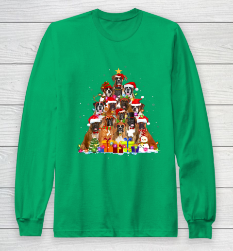 Christmas Pajama Boxer Tree Xmas Gifts Dog Dad Mom Long Sleeve T-Shirt 4