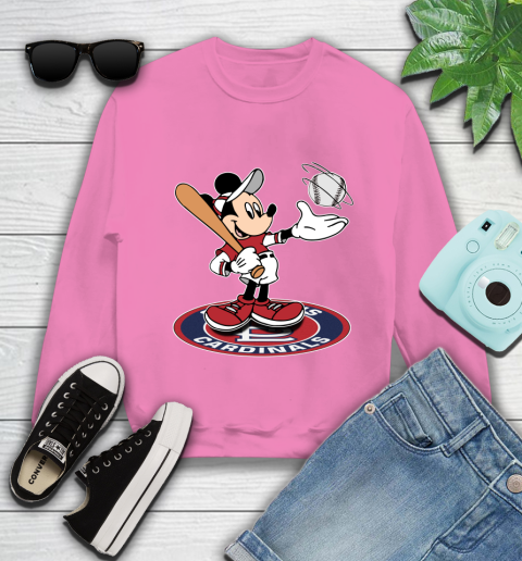 MLB Baseball St.Louis Cardinals Cheerful Mickey Disney Shirt Youth Sweatshirt 6