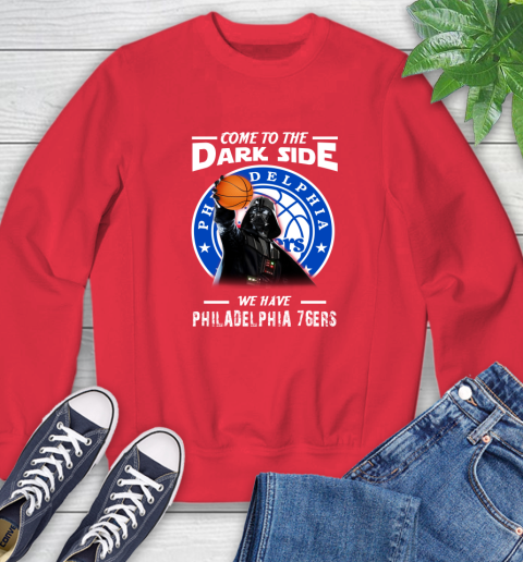 NBA Come To The Dark Side We Have Philadelphia 76ers Star Wars Darth Vader Basketball Sweatshirt 10
