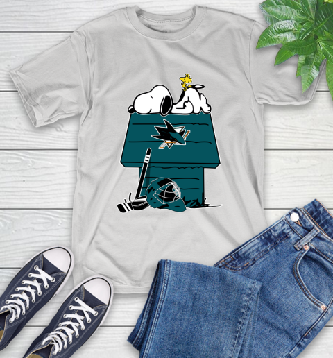 San Jose Sharks NHL Hockey Snoopy Woodstock The Peanuts Movie T-Shirt