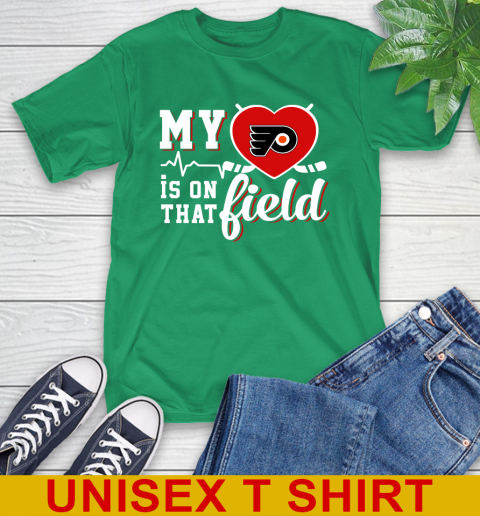 NHL My Heart Is On That Field Hockey Sports Philadelphia Flyers T-Shirt 7
