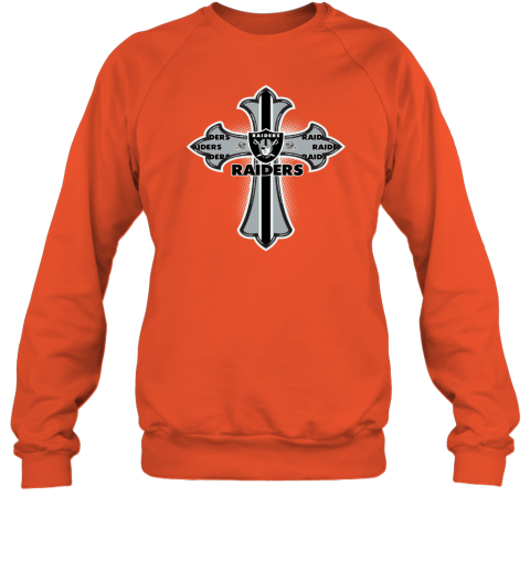 NFL Black Crusader Cross Oakland Raiders Sweatshirt mhdd nfl black crusader cross oakland raiders sweatshirt 35 front orange