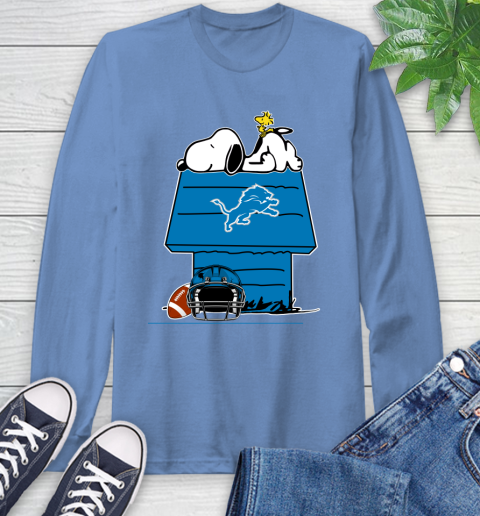 Detroit Lions NFL Football Snoopy Woodstock The Peanuts Movie Long Sleeve T-Shirt - Image 12