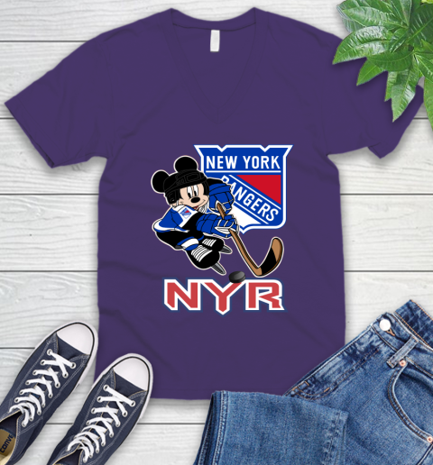 NHL New York Rangers Mickey Mouse Disney Hockey T Shirt V-Neck T-Shirt 10