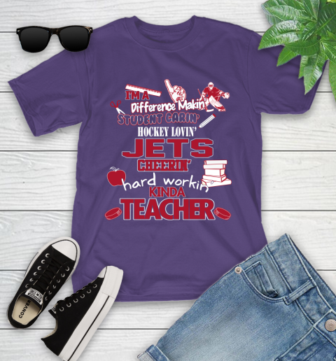 Winnipeg Jets NHL I'm A Difference Making Student Caring Hockey Loving Kinda Teacher Youth T-Shirt 3