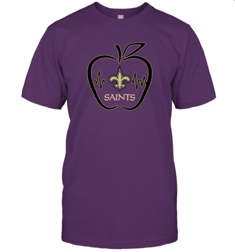 Apple Heartbeat Teacher Symbol New Orleans Saints Unisex Jersey Tee