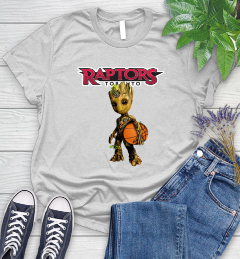 Toronto Raptors NBA Basketball Groot Marvel Guardians Of The Galaxy Women's T-Shirt