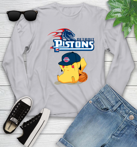 NBA Pikachu Basketball Sports Detroit Pistons Youth Long Sleeve 5