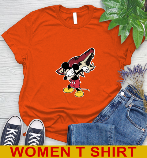 Arizona Coyotes NHL Hockey Dabbing Mickey Disney Sports Women's T-Shirt 4