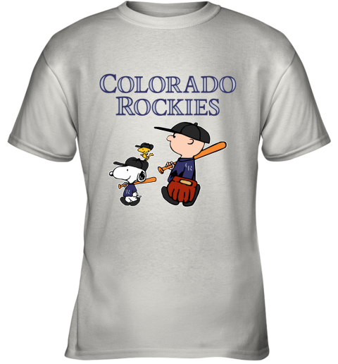 Colorado Rockies Let's Play Baseball Together Snoopy MLB Youth T-Shirt 