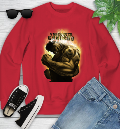Vancouver Canucks NHL Hockey Hulk Marvel Avengers Sports Youth Sweatshirt 8