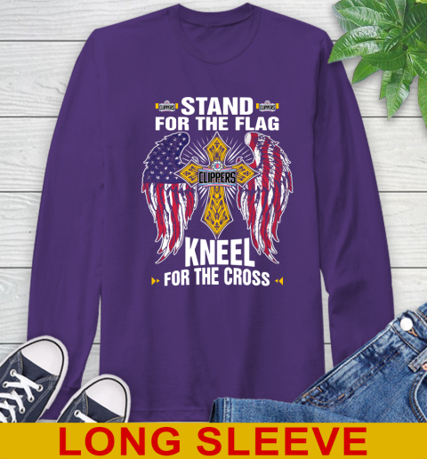 NBA Basketball LA Clippers Stand For Flag Kneel For The Cross Shirt Long Sleeve T-Shirt 5