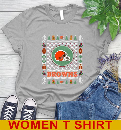 Cleveland Browns Merry Christmas NFL Football Loyal Fan Women's T-Shirt 5