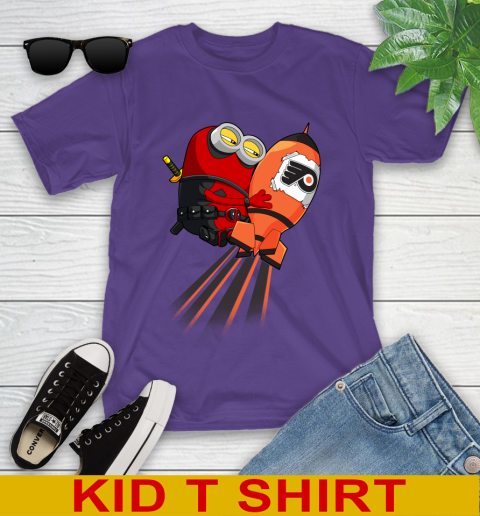 NHL Hockey Philadelphia Flyers Deadpool Minion Marvel Shirt Youth T-Shirt 3