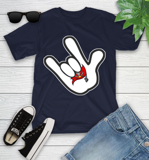 Tampa Bay Buccaneers NFL Football Mickey Rock Hand Disney Youth T-Shirt 3