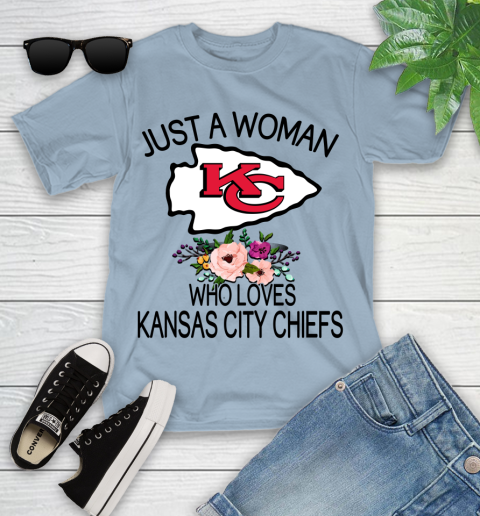 NFL Just A Woman Who Loves Kansas City Chiefs Football Sports Youth T-Shirt 6