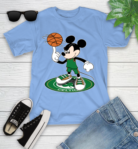 NBA Basketball Boston Celtics Cheerful Mickey Disney Shirt Youth T-Shirt 11