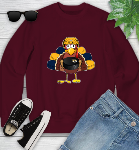 Nashville Predators Turkey Thanksgiving Day Youth Sweatshirt 5