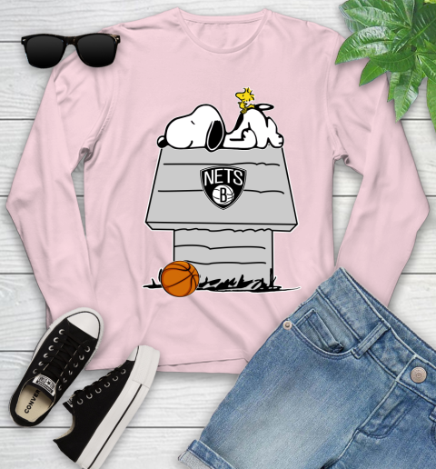 Brooklyn Nets NBA Basketball Snoopy Woodstock The Peanuts Movie Youth Long Sleeve 10