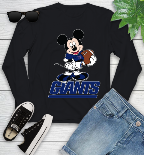 NFL Football New York Giants Cheerful Mickey Mouse Shirt Youth Long Sleeve