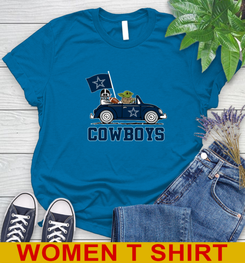 NFL Football Dallas Cowboys Darth Vader Baby Yoda Driving Star Wars Shirt Women's T-Shirt 7
