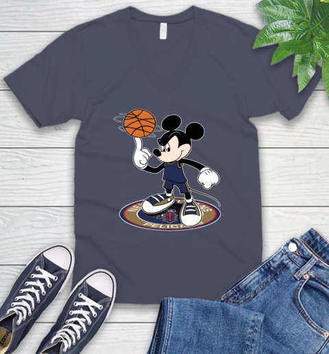 NBA Basketball New Orleans Pelicans Cheerful Mickey Disney Shirt V-Neck T-Shirt 8