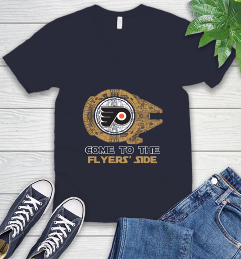 NHL Come To The Philadelphia Flyers Wars Hockey Sports V-Neck T-Shirt 2