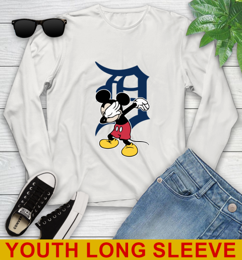 Detroit Tigers MLB Baseball Dabbing Mickey Disney Sports Youth Long Sleeve 12