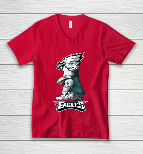 NFL Football My Cat Loves Philadelphia Eagles V-Neck T-Shirt 6