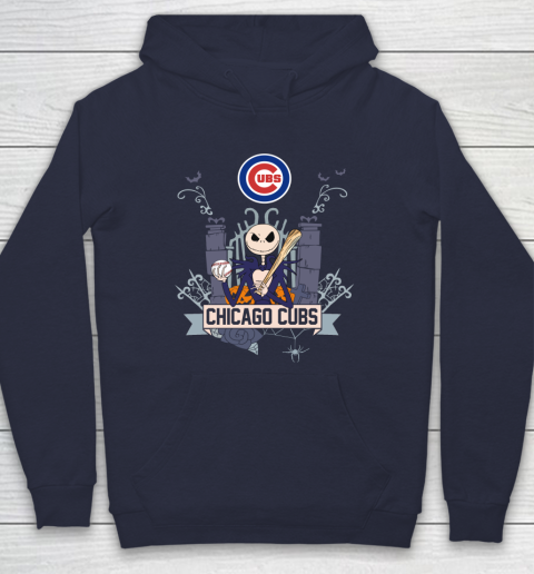 MLB Chicago Cubs Baseball Jack Skellington Halloween Hoodie 2