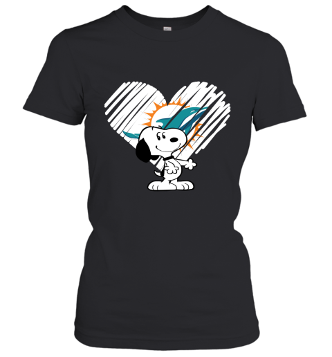 I Love Miami Dolphins Snoopy In My Heart NFL Women's T-Shirt