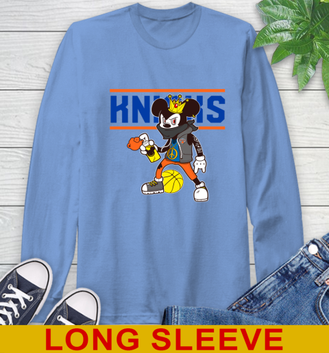 New York Knicks NBA Basketball Mickey Peace Sign Sports Long Sleeve T-Shirt 11