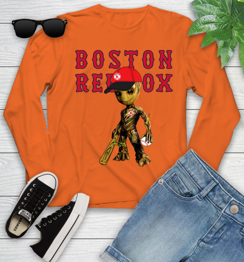 MLB Boston Red Sox Groot Guardians Of The Galaxy Baseball Youth Long Sleeve 4