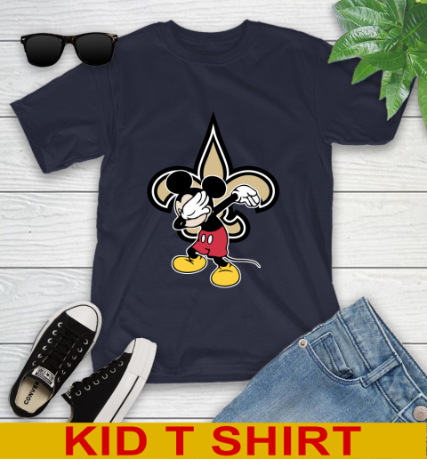 New Orleans Saints NFL Football Dabbing Mickey Disney Sports Youth T-Shirt 3