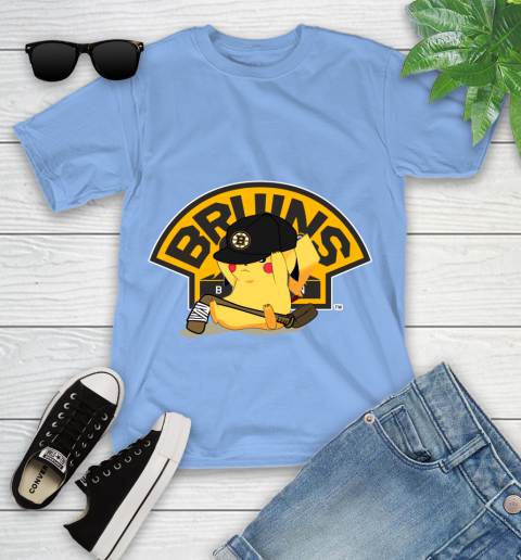 NHL Pikachu Hockey Sports Boston Bruins Youth T-Shirt 11