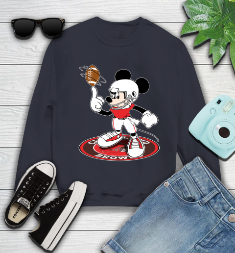 NFL Football Cleveland Browns Cheerful Mickey Disney Shirt Youth Sweatshirt 3