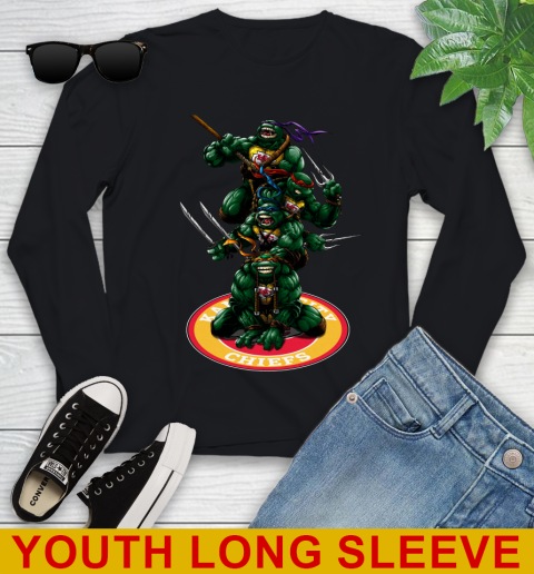 NFL Football Kansas City Chiefs Teenage Mutant Ninja Turtles Shirt Youth Long Sleeve 2