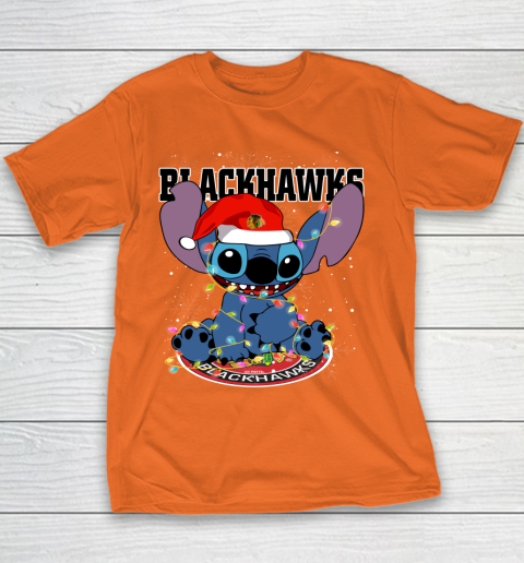 Chicago Blackhawks NHL Hockey noel stitch Christmas Youth T-Shirt 3