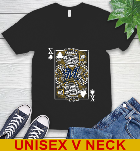 Milwaukee Brewers MLB Baseball The King Of Spades Death Cards Shirt V-Neck T-Shirt