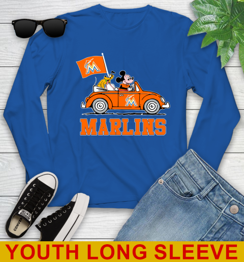 MLB Baseball Miami Marlins Pluto Mickey Driving Disney Shirt Youth Long Sleeve 10