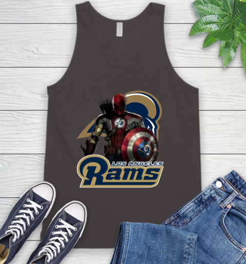 NFL Captain America Thor Spider Man Hawkeye Avengers Endgame Football Los Angeles Rams Tank Top 7