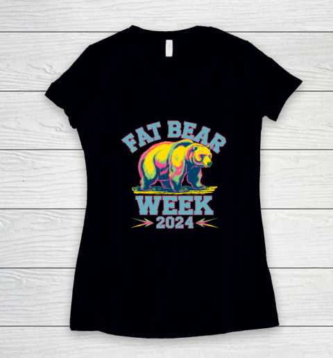 Fat Bear Week 2024 Grazer Animal Lover Alaska Katmai Nature Women's V-Neck T-Shirt
